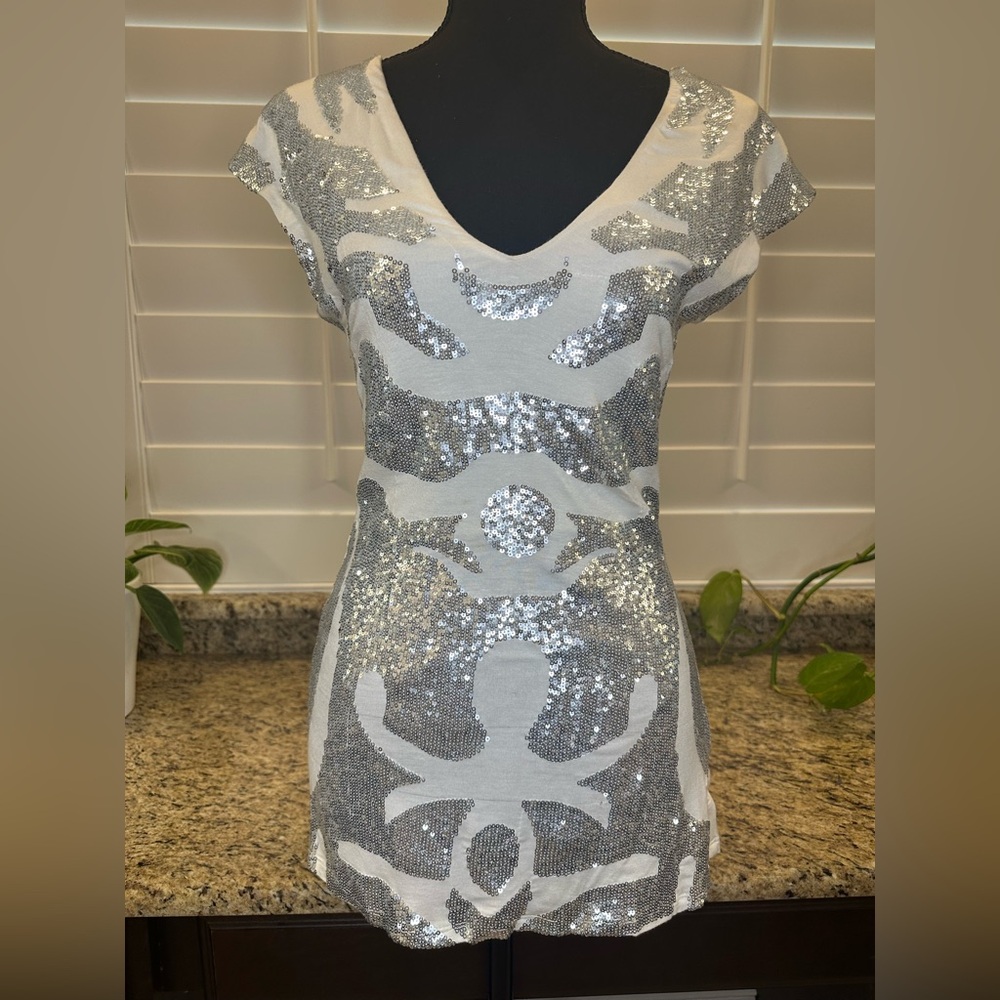 Sky Sequin Shirt, Size Large